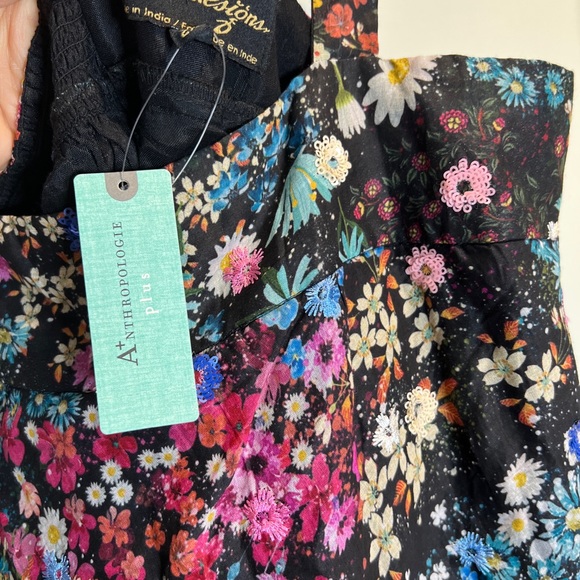 Anthropologie Floral Organdy Tiered Embellished Sequins Midi Dress 2x - Picture 11 of 13